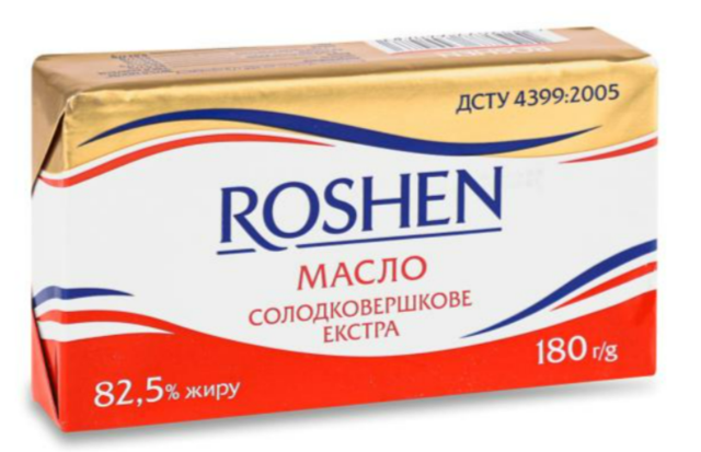 Масло солодковершкове Екстра 82,5% ROSHEN, 180г